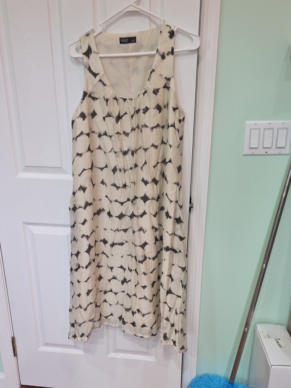 Chelsea & Violet Cream Sleeveless Dress with Black Abstract Print